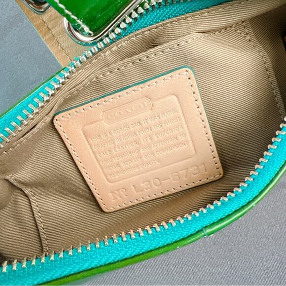 Coach Y2K vintage Green Patent Leather shoulder bag 6731 - Picture 2 of 9